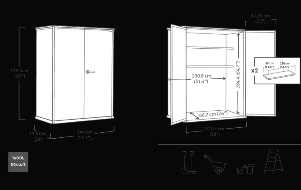 Cortina Alto Storage Shed - Graphite