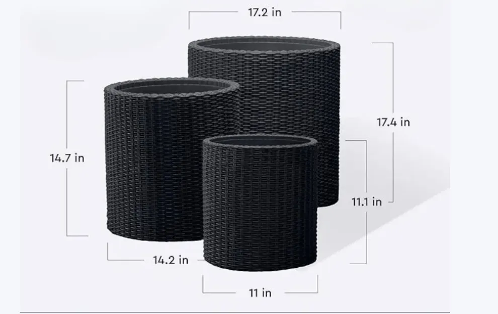 Cylinder Planter Set of 3 - Black