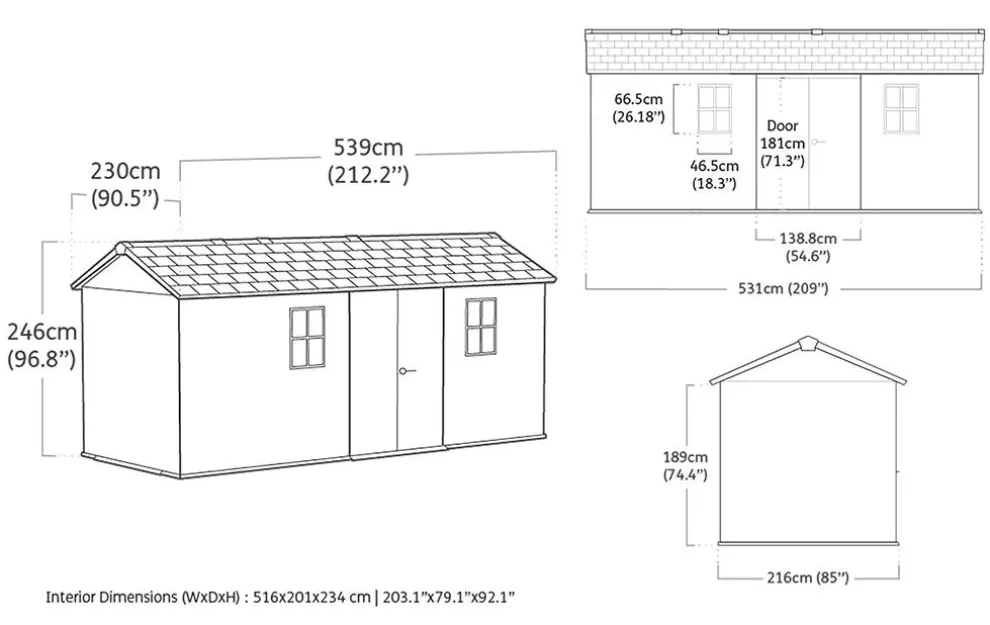 Newton Plus 7.5x17 Storage Shed - Graphite