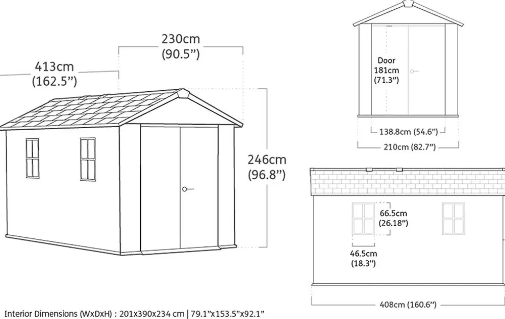 Newton Plus 7.5x13 Storage Shed - Graphite