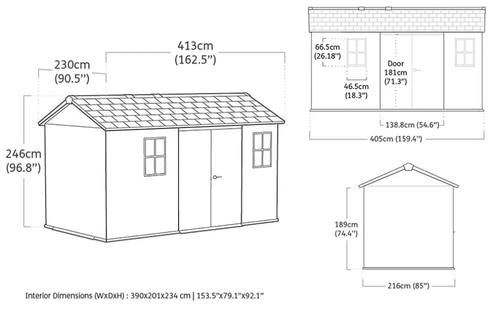 Newton Plus 7.5x13 Storage Shed - Graphite