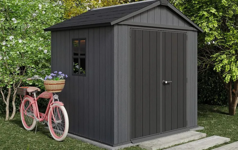 Newton Plus 7.5x7 Storage Shed - Graphite