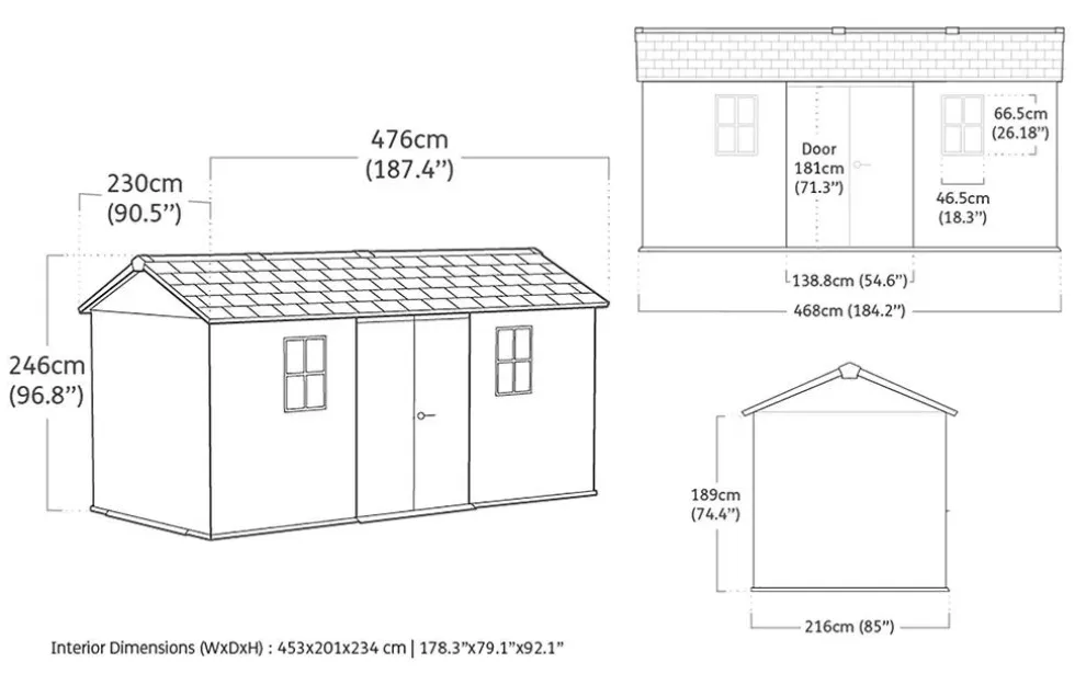 Newton Plus 7.5x15 Storage Shed - Graphite