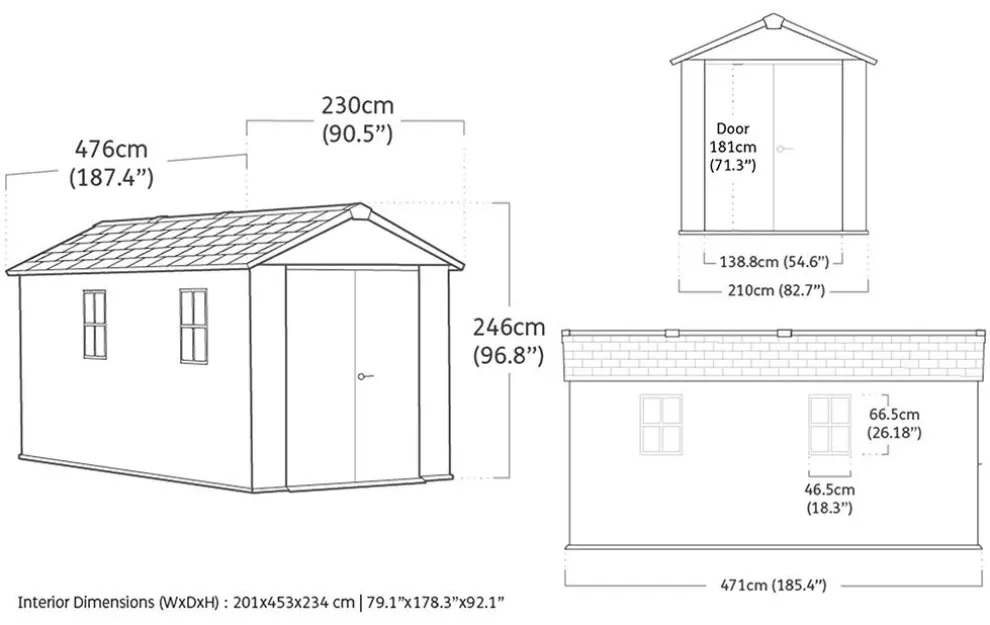 Newton Plus 7.5x15 Storage Shed - Graphite