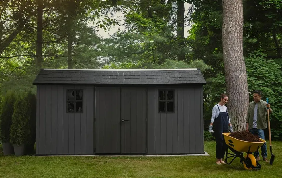 Newton Plus 7.5x15 Storage Shed - Graphite