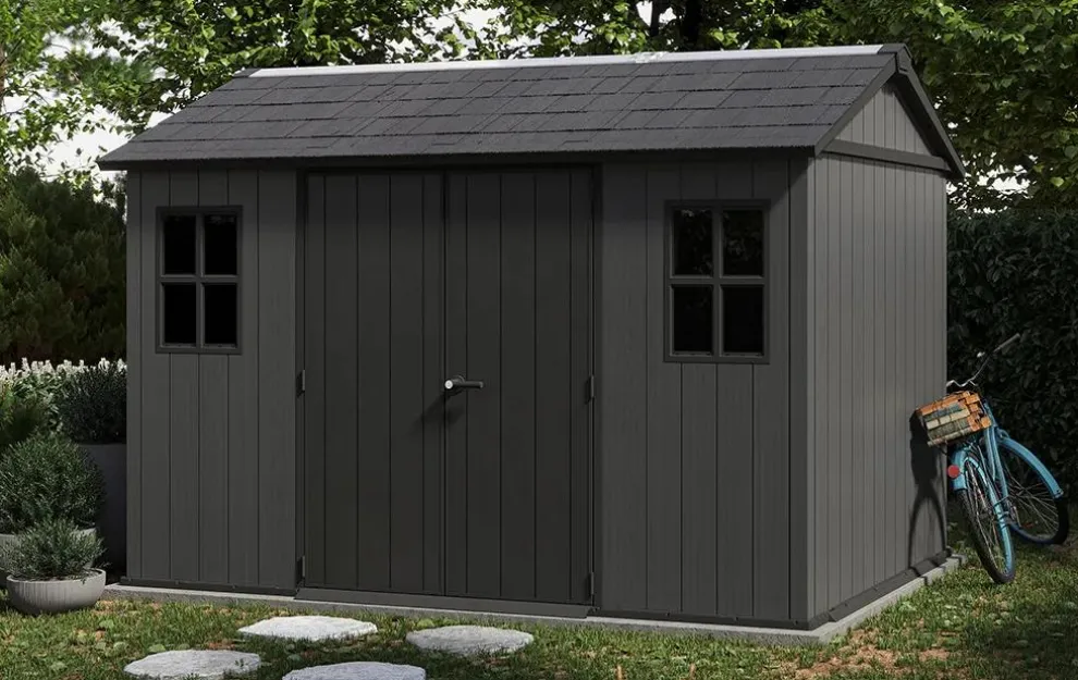 Newton Plus 7.5x11 Storage Shed - Graphite