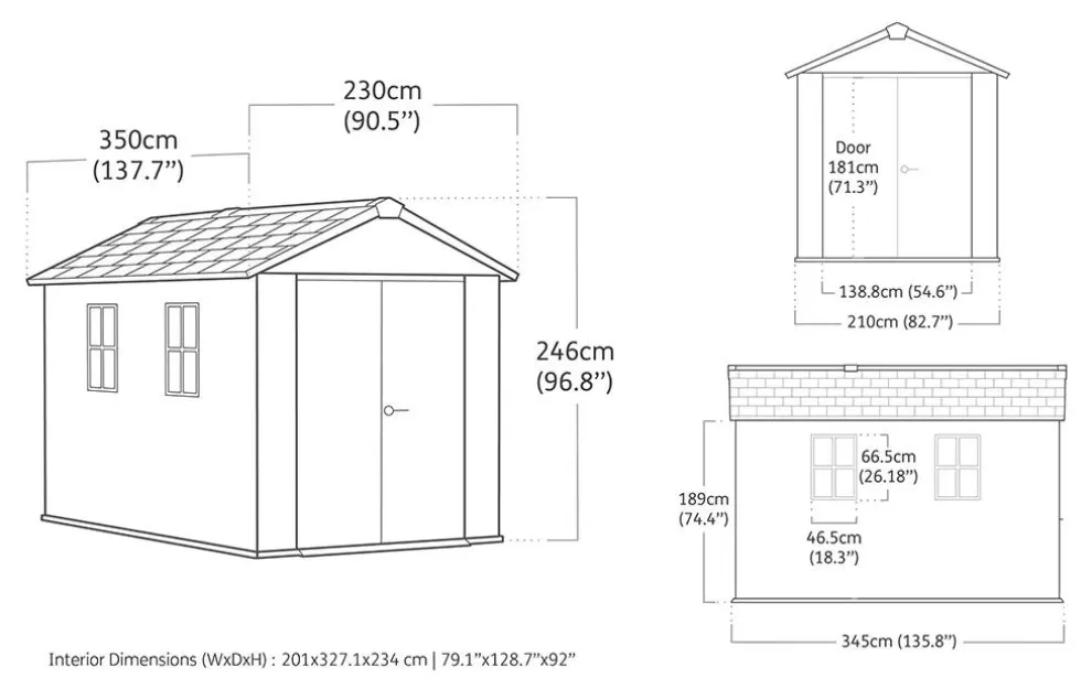 Newton Plus 7.5x11 Storage Shed - Graphite