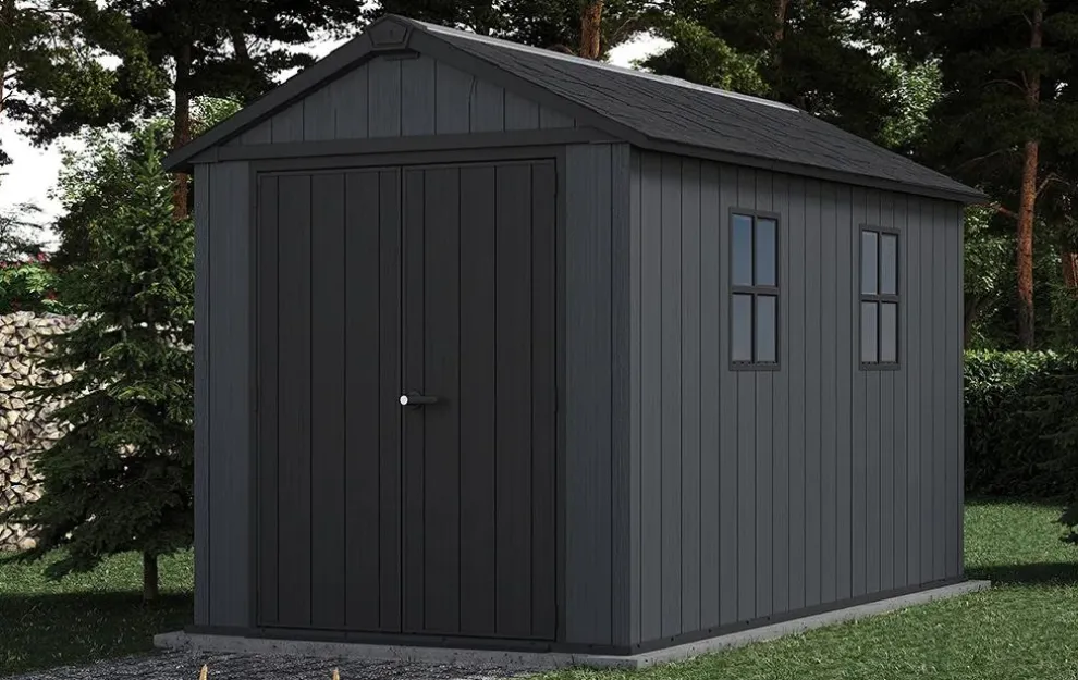Newton Plus 7.5x11 Storage Shed - Graphite