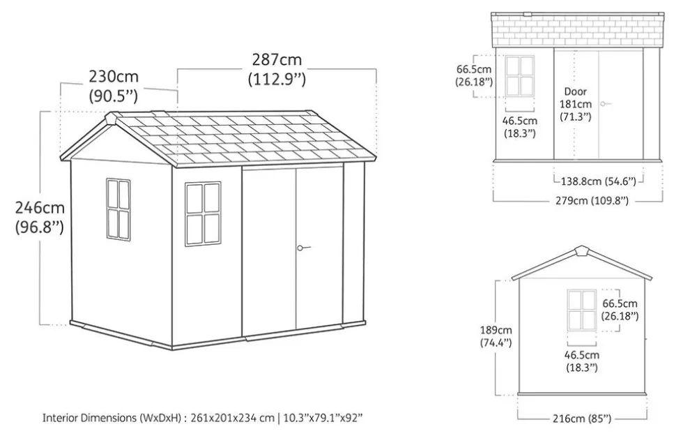 Newton Plus 7.5x9 Storage Shed - Graphite