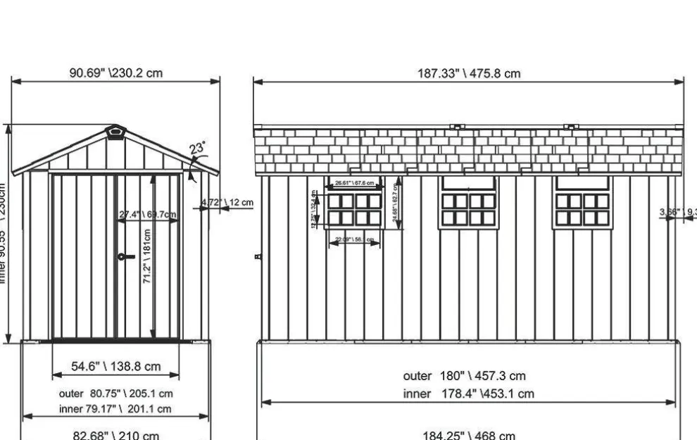 Oakland 7.5x15 Storage Shed - Grey
