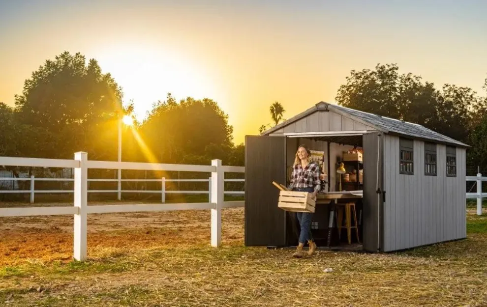 Oakland 7.5x15 Storage Shed - Grey