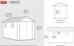 Oakland 7.5x13 Storage Shed - Grey