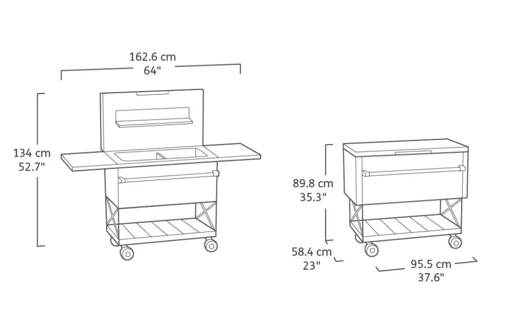 Patio Cooler & Beverage Cart - Graphite