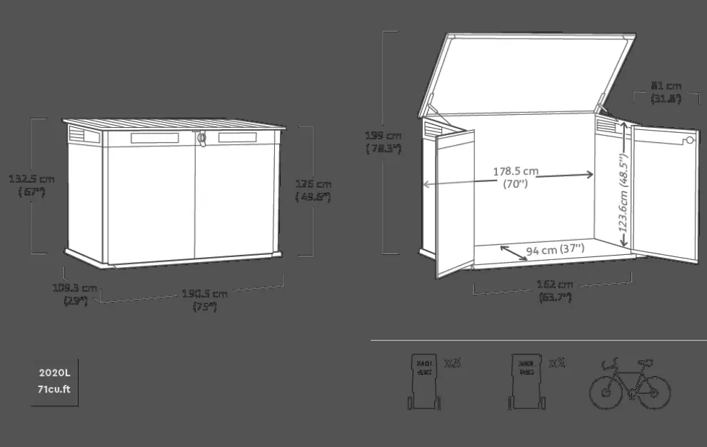 Premier Jumbo Storage Shed - Grey