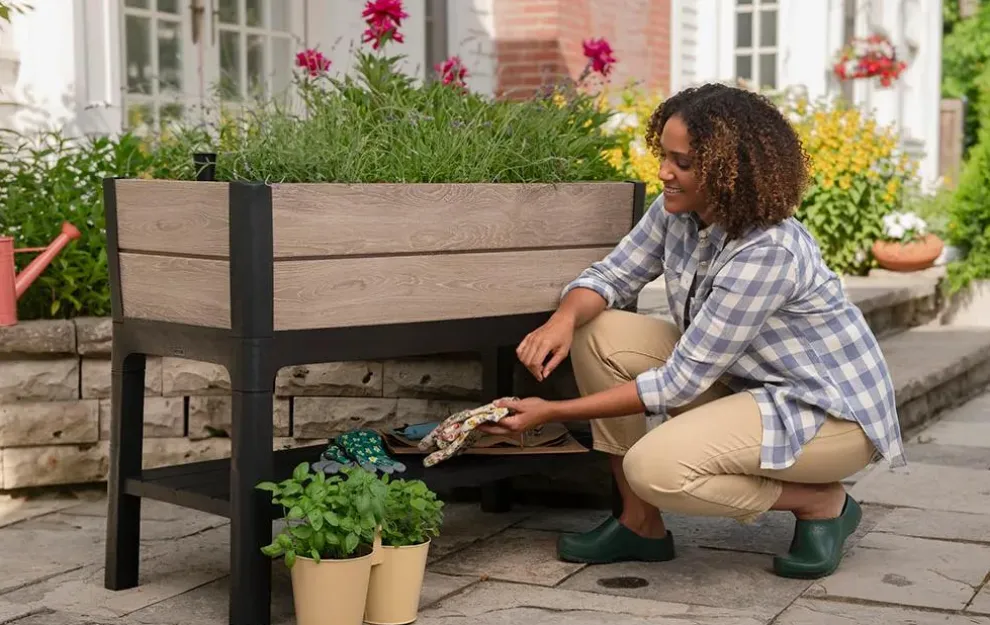 Signature 29 Gallon Elevated Garden Bed - Ashwood Brown