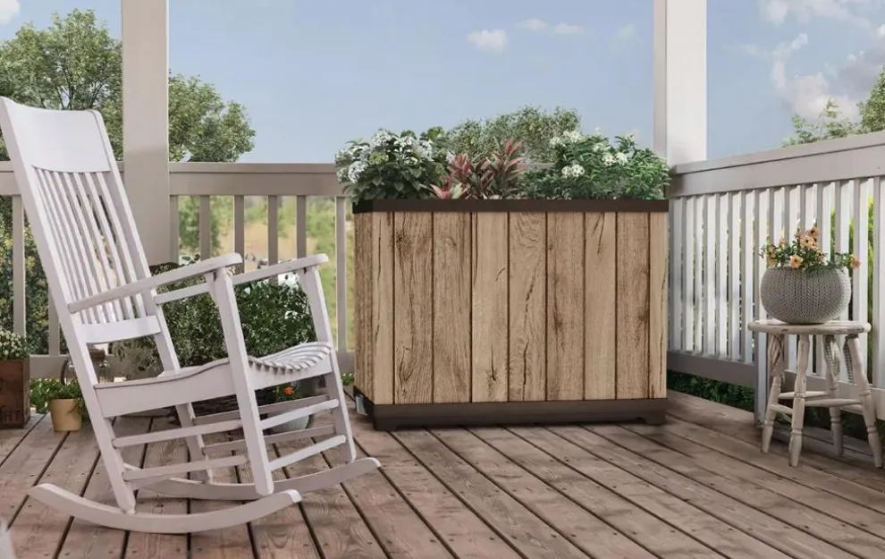 Signature Rectangular Tall Planter - Pine Brown