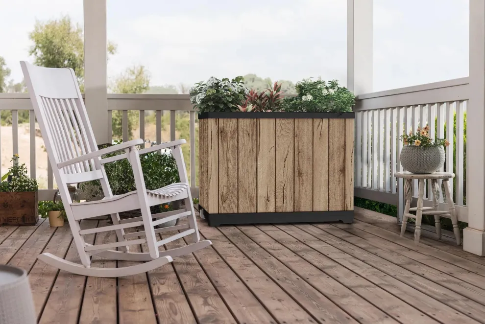 Signature Rectangular Tall Planter - Pine Brown