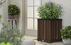 Signature Square Tall Planter - Rosewood Brown