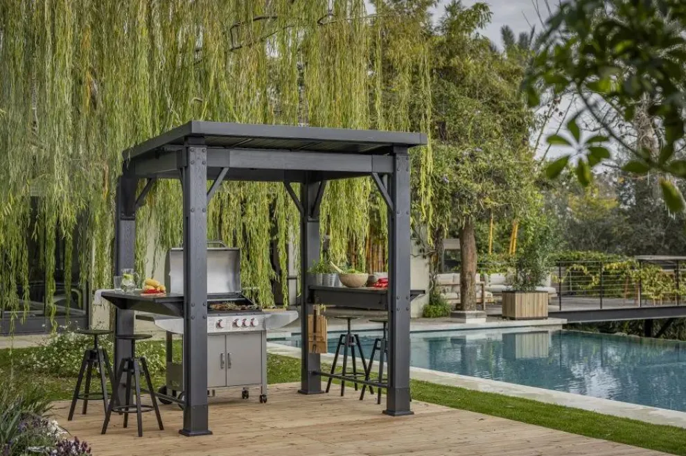 Signature 8x6.5 Grill Gazebo - Ashwood Brown