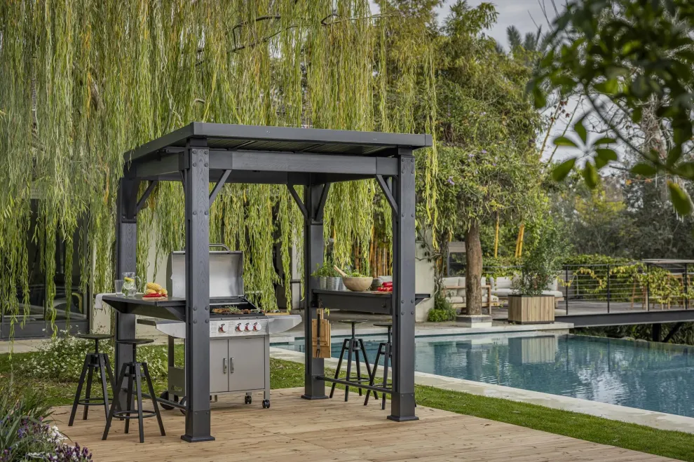Signature 8x6.5 Grill Gazebo - Ashwood Brown