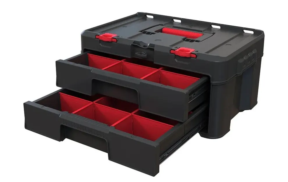 Stack & Roll 2 Drawer Tool Box - Black
