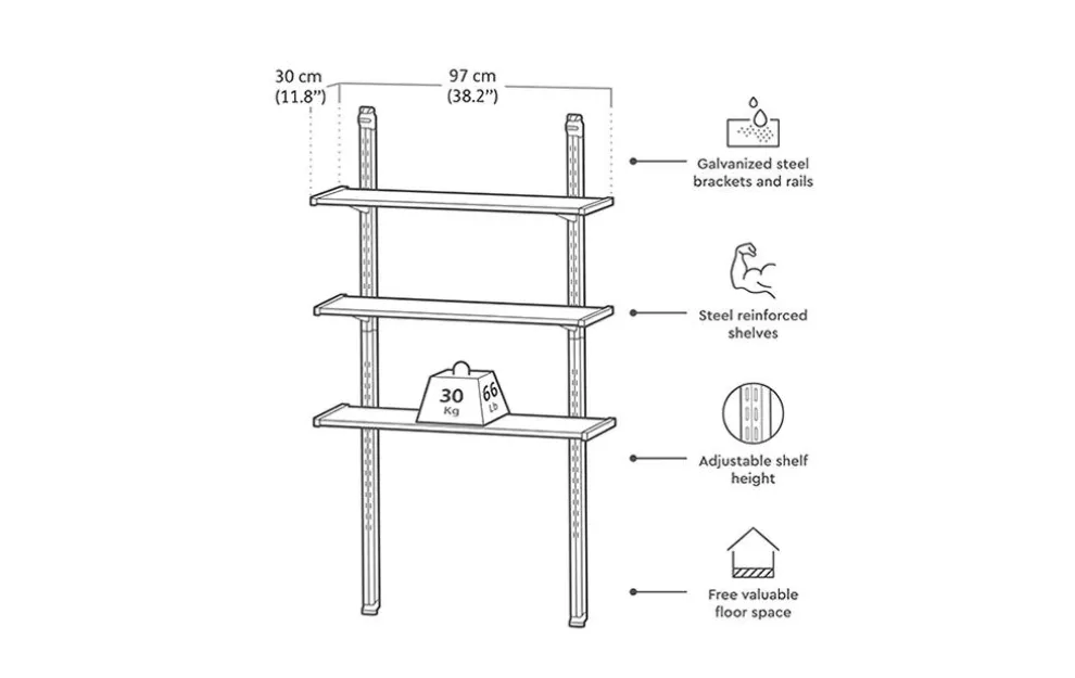 Storage Shed Shelf Kit 40 Inch - Black