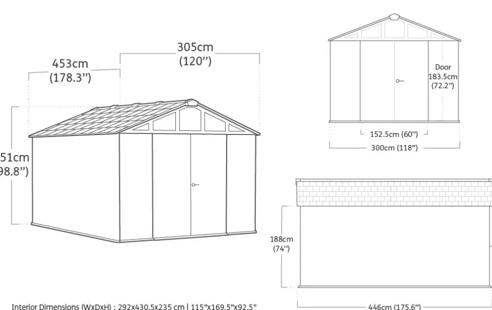 Stronghold 10x15 Storage Shed - Graphite