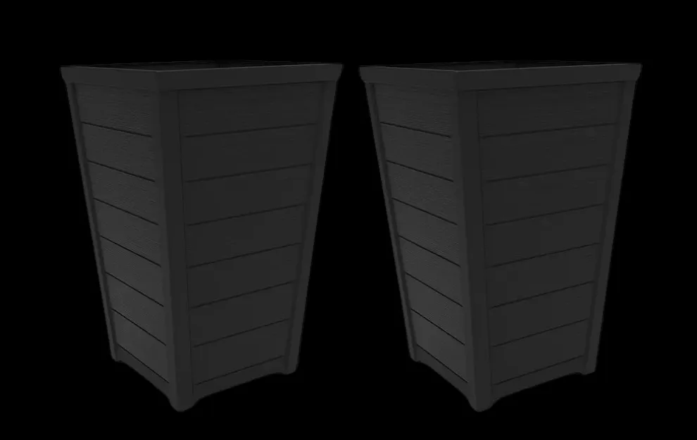 Tapered Wood Look Planter Set of 2 - Graphite