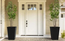 Tapered Wood Look Planter Set of 2 - Graphite