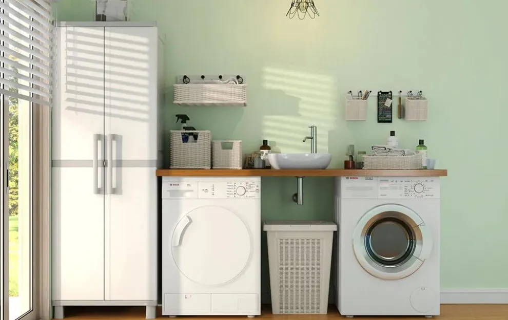 Utility Garage Storage Cabinet - Smoky White